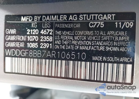 2010 Mercedes-Benz C 300 Luxury 4Matic/Sport 4Matic из США, поврежденный, VIN WDDGF8BB7AR106510